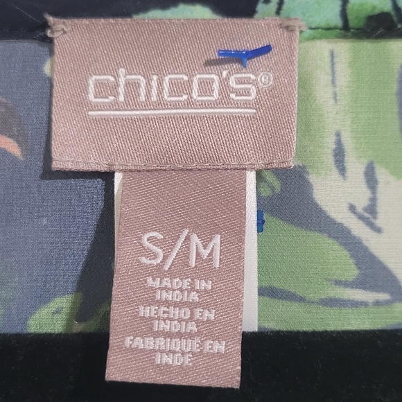 Chico's Tropical Sheer Poncho Cover-up Top Size Sm/Med Colorful Birds - Picture 8 of 10